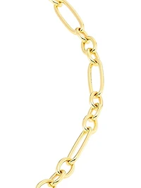 18K Yellow Gold Mixed Paper Clip Chain Bracelet