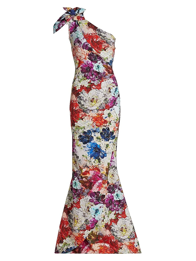 Gosia Floral One-Shoulder Gown