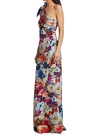 Gosia Floral One-Shoulder Gown