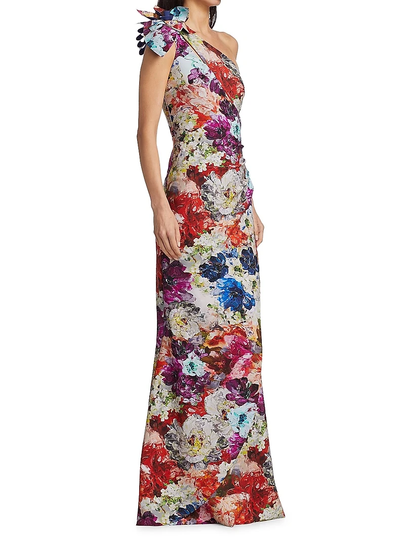 Gosia Floral One-Shoulder Gown