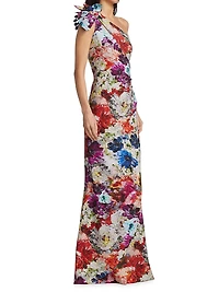 Gosia Floral One-Shoulder Gown