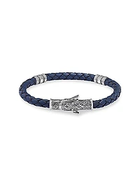 Perseus Sterling Silver & Braided Leather Bracelet