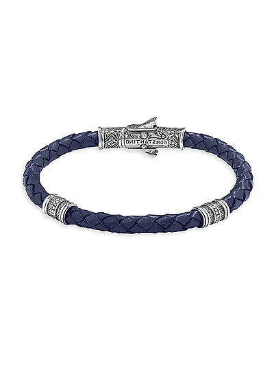 Perseus Sterling Silver & Braided Leather Bracelet
