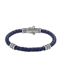Perseus Sterling Silver & Braided Leather Bracelet