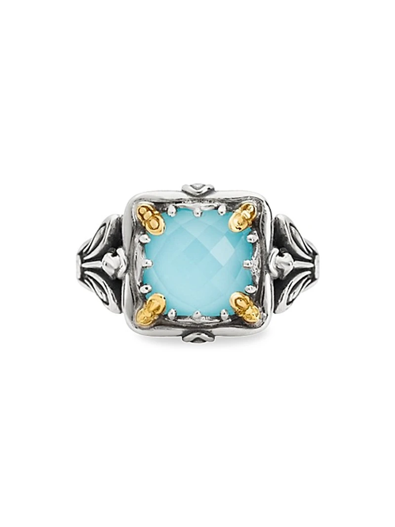 Azura Silver, 18K Gold & Turquoise Doublet Ring