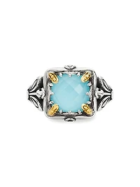Azura Silver, 18K Gold & Turquoise Doublet Ring