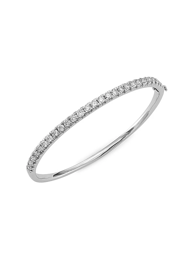14K White Gold & 3 TCW Diamond Bangle