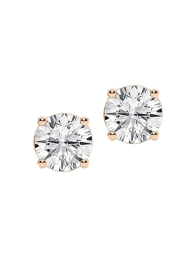 14K Gold & Diamond 4-Prong Stud Earrings/0.50-8.00 TCW