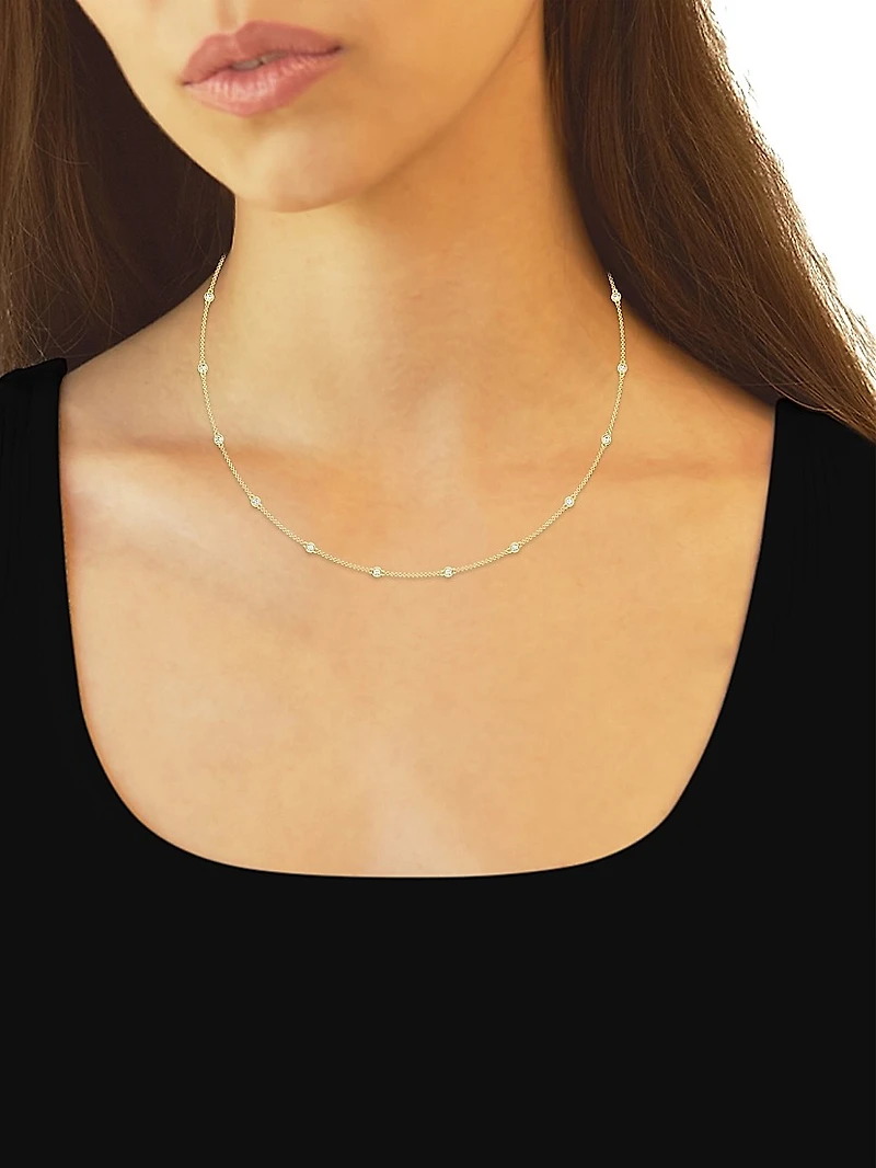 14K Yellow Gold & 14-Diamond Station Necklace/0.70-2.10 TCW