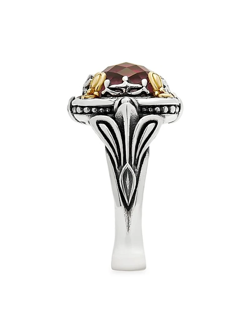 Alcea Sterling Silver, 18K Yellow Gold & Ruby Doublet Ring