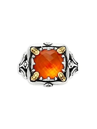 Scion Sterling Silver, 18K Yellow Gold & Carnelian Doublet Ring