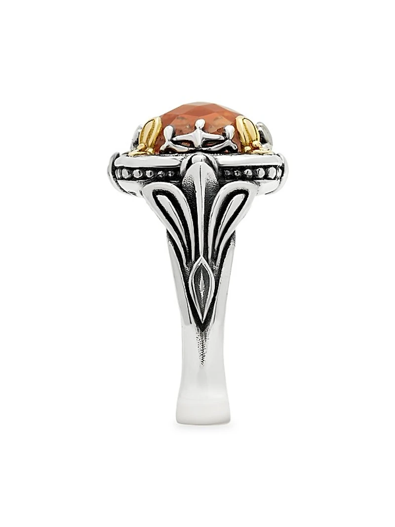 Scion Sterling Silver, 18K Yellow Gold & Carnelian Doublet Ring