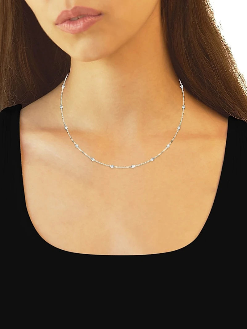 14K White Gold & 14-Diamond Station Necklace/0.70-2.10 TCW