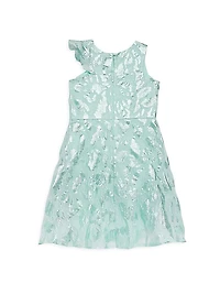 Little Girl's & Girl's Sleeveless Metallic Jacquard Dress
