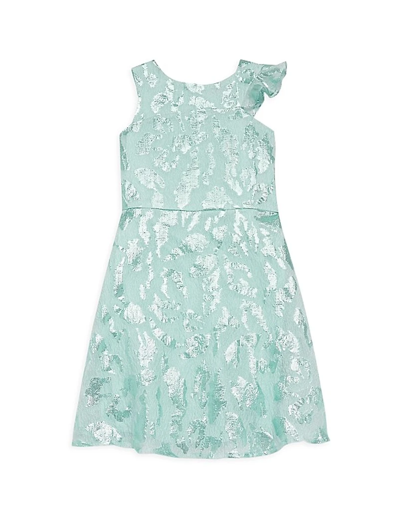 Little Girl's & Girl's Sleeveless Metallic Jacquard Dress