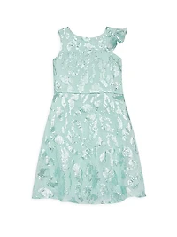 Little Girl's & Girl's Sleeveless Metallic Jacquard Dress