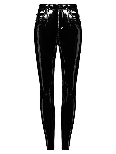 Mid-Rise Faux Patent Leather Skinny Ankle Pants