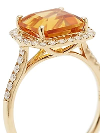 14K Gold, Diamond & Citrine Ring
