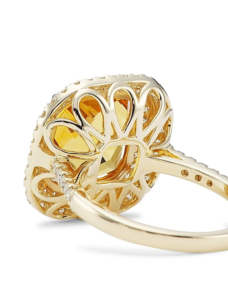 14K Yellow Gold, Citrine & 0.77 TCW Diamond Ring