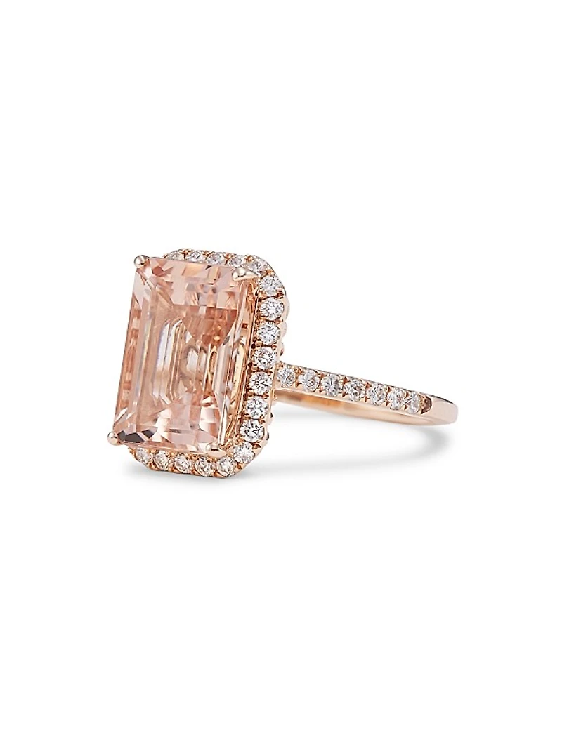 14K Rose Gold, Morganite & Diamond Ring