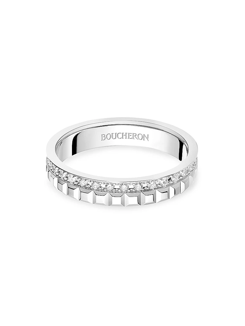 Quatre Radiant Edition Clou De Paris 18K White Gold & 0.24 TCW Diamond Wedding Band
