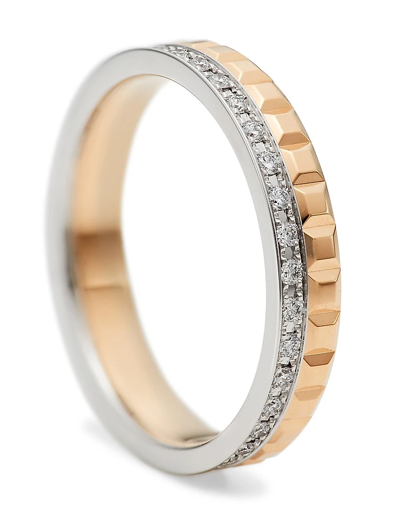 Quatre Radiant Edition Clou De Paris Two-Tone 18K Gold & 0.24 TCW Diamond Wedding Band