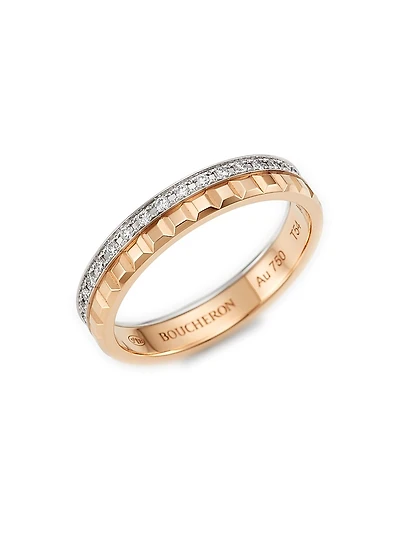 Quatre Radiant Edition Clou De Paris Two-Tone 18K Gold & 0.24 TCW Diamond Wedding Band