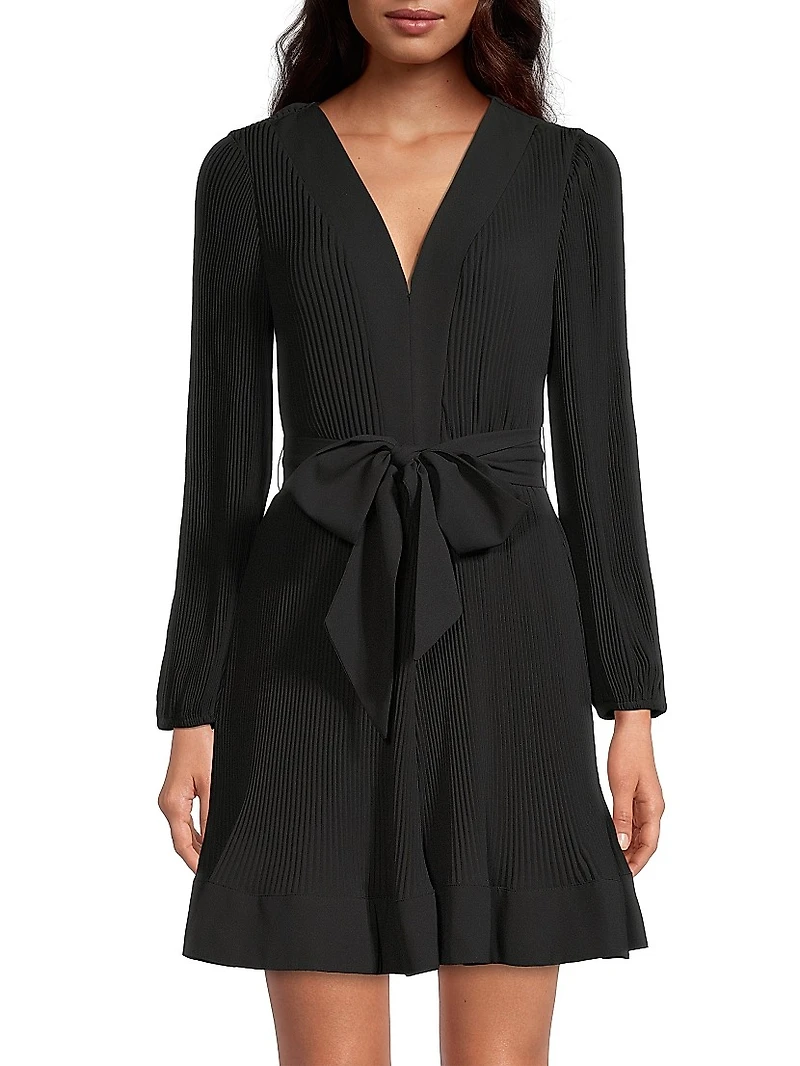 Liv Pleated Belted Minidress