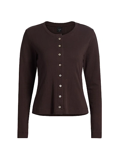 Cotton Rib-Knit Cardigan