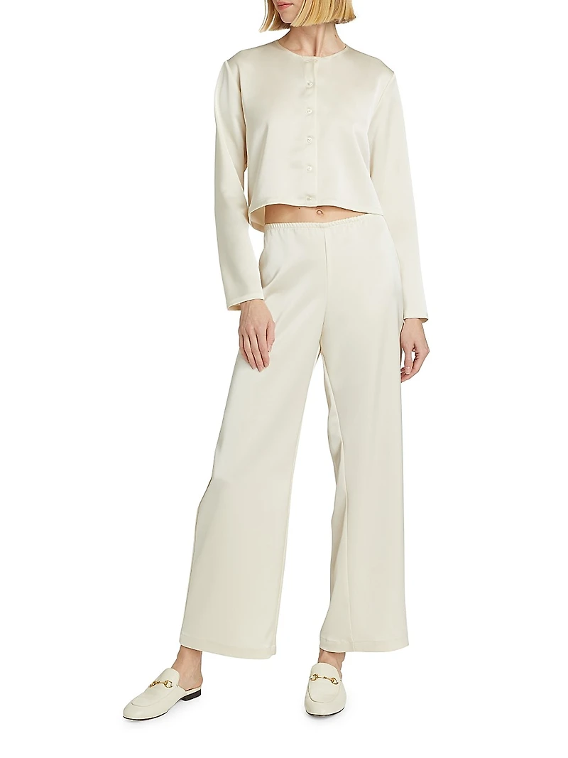 Barb Satin Wide-Leg Pants