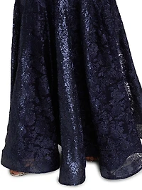 V-Neck Brocade Gown