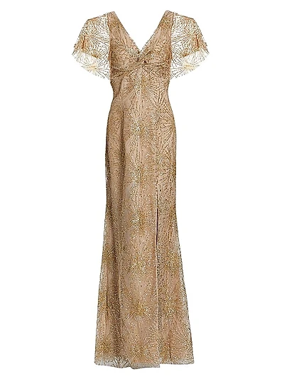 Embellished Short Sleeve Gown