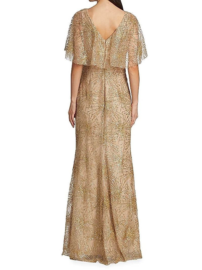 Embellished Short Sleeve Gown