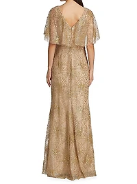 Embellished Short Sleeve Gown