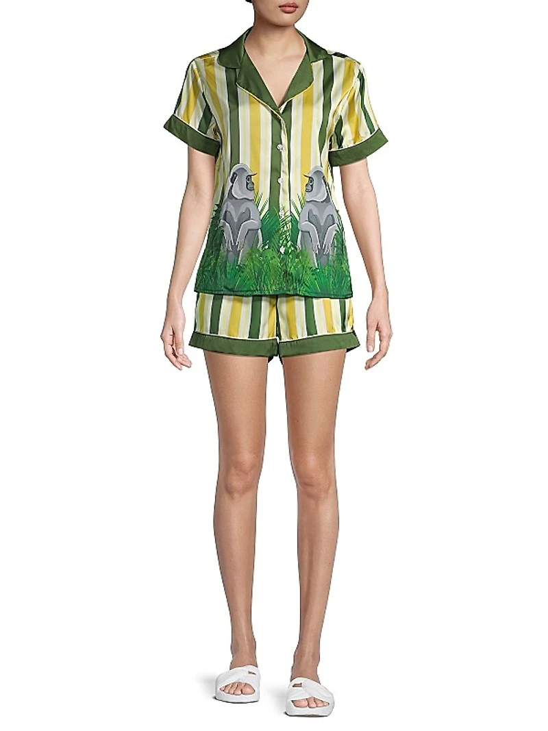 Two-Piece Uma Gorilla Stripe Pajama Set