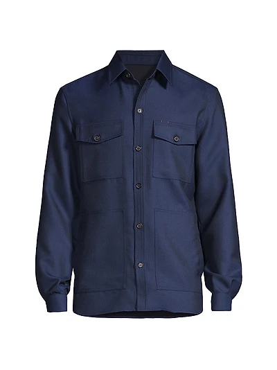 Wool-Blend Button-Down Overshirt