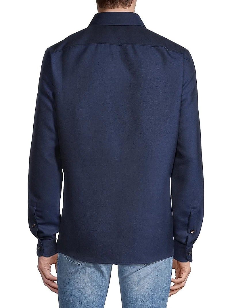 Wool-Blend Button-Down Overshirt