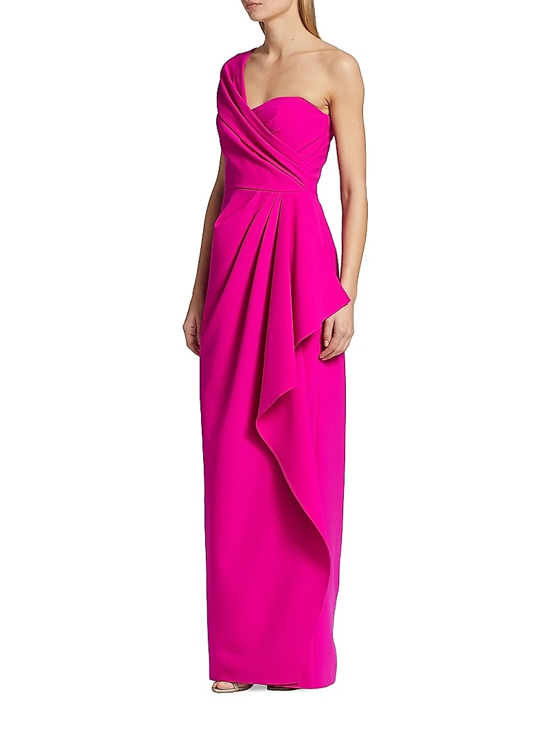 Crepe One-Shoulder Gown