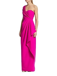 Crepe One-Shoulder Gown
