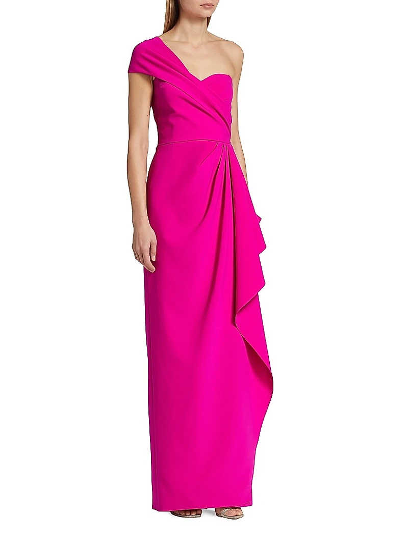 Crepe One-Shoulder Gown