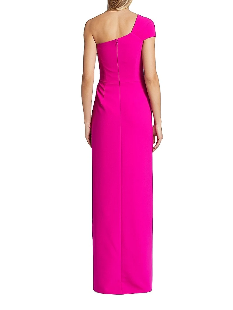 Crepe One-Shoulder Gown