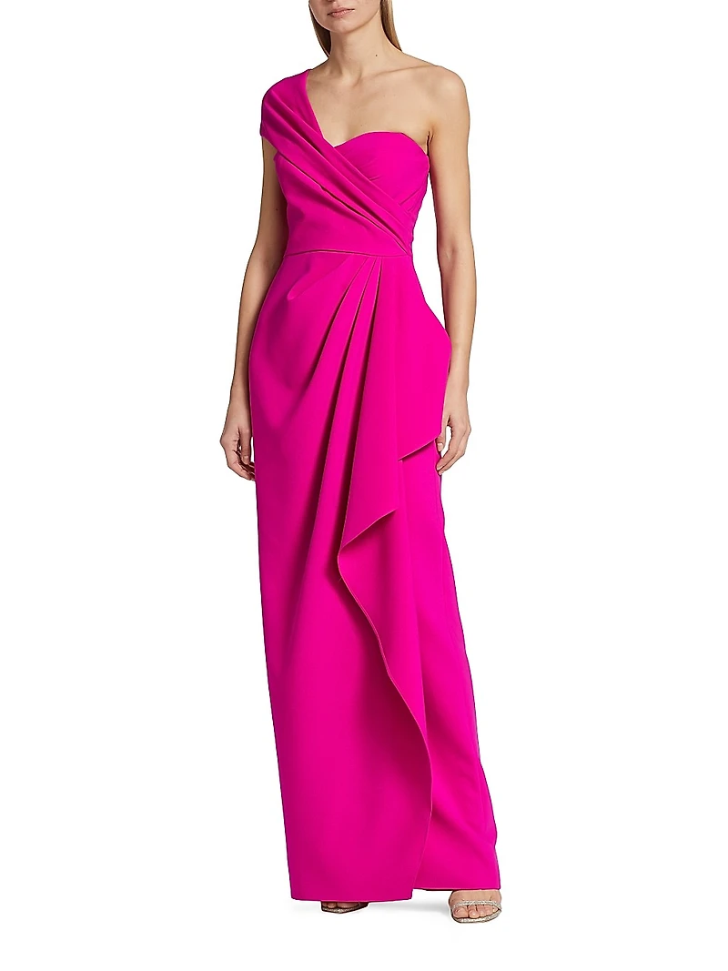 Crepe One-Shoulder Gown