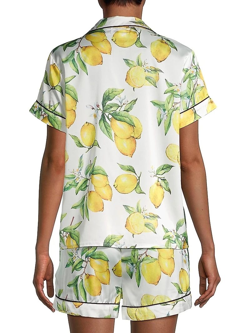 Two-Piece Citrus Print Short Pajama Set