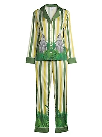 Two-Piece Stripes & Jungle Print Pajama Set