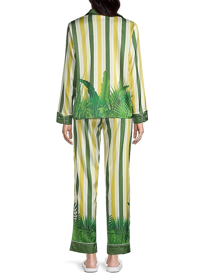 Two-Piece Stripes & Jungle Print Pajama Set