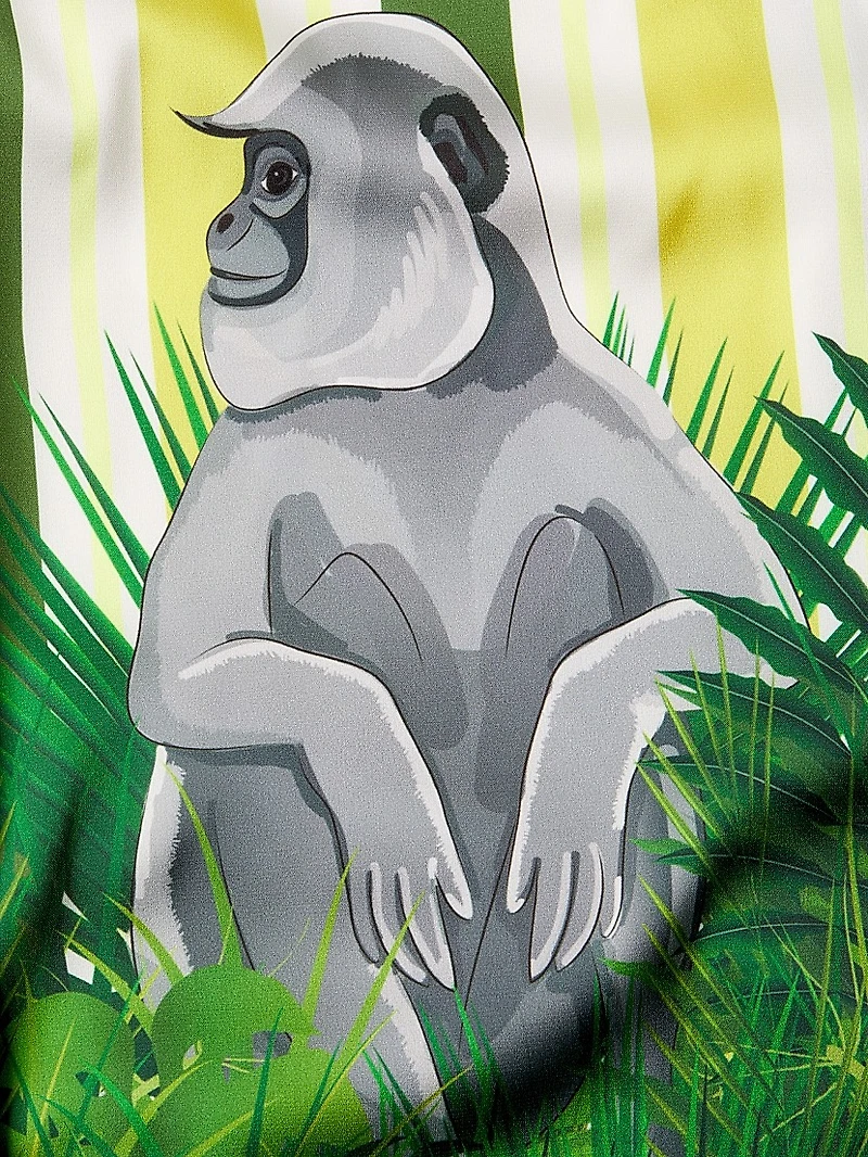 Two-Piece Stripes & Jungle Print Pajama Set