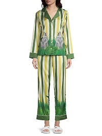 Two-Piece Stripes & Jungle Print Pajama Set