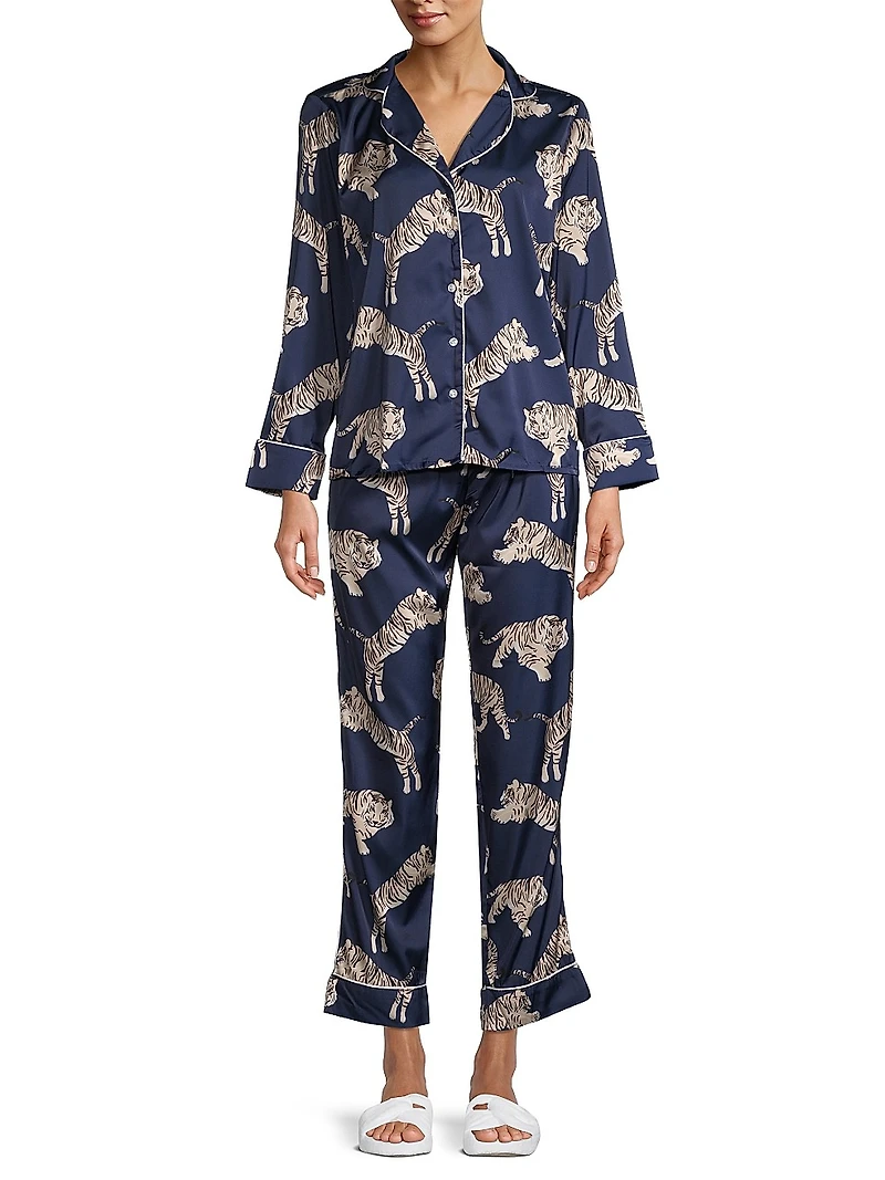Two-Piece Tiger Print Pajama Set