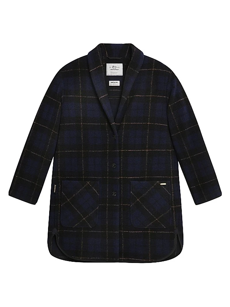 Gentry Plaid Wool-Blend Coat