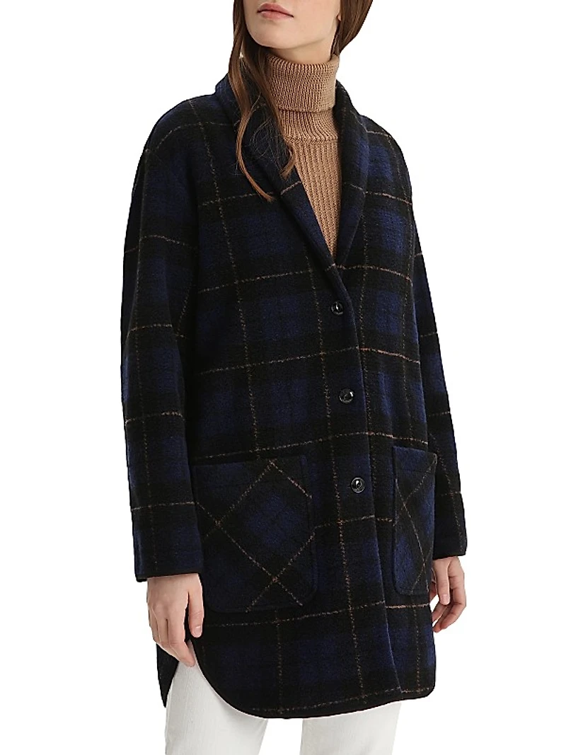 Gentry Plaid Wool-Blend Coat